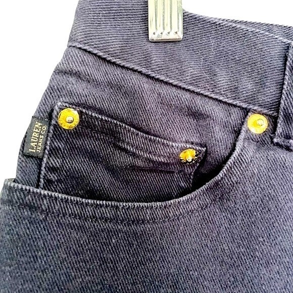 Ralph Lauren LRL Jeans Dark Brushed Denim High Rise Straight Leg Women's Size 12 - Picture 5 of 8